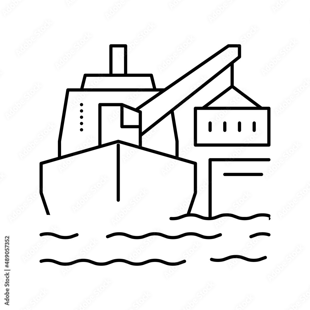 ship crane line icon vector illustration