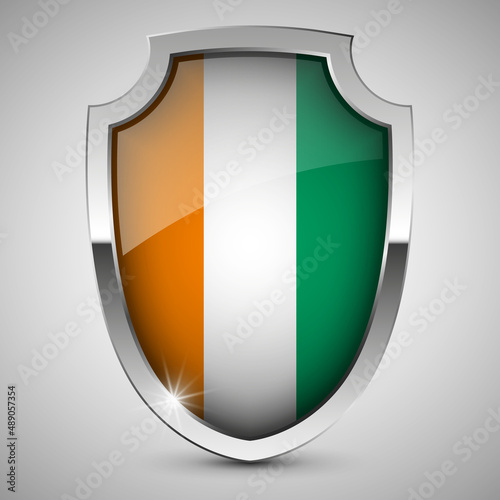 Free Download EPS10 Vector Patriotic shield with flag of IvoryCoast. - GFXLoad