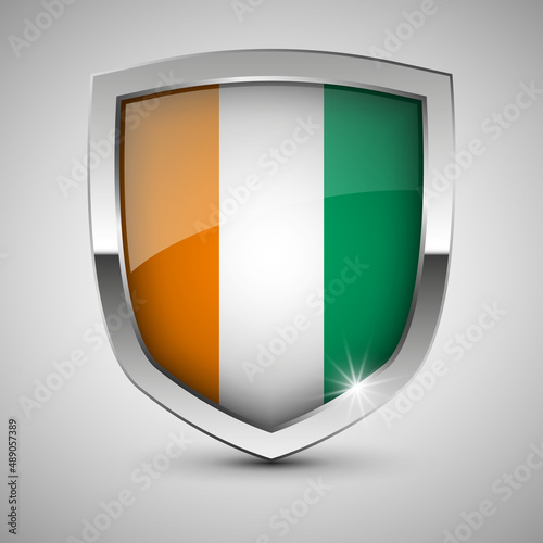 Free Download EPS10 Vector Patriotic shield with flag of IvoryCoast. - GFXLoad