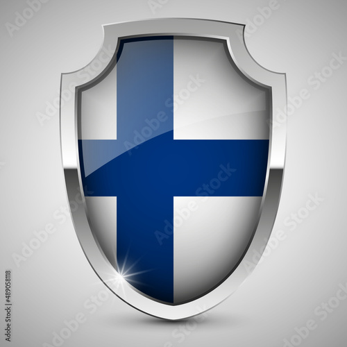 EPS10 Vector Patriotic shield with flag of Finland. Free Download EPS10 Vector Patriotic shield with flag of Finland. - GFXLoad