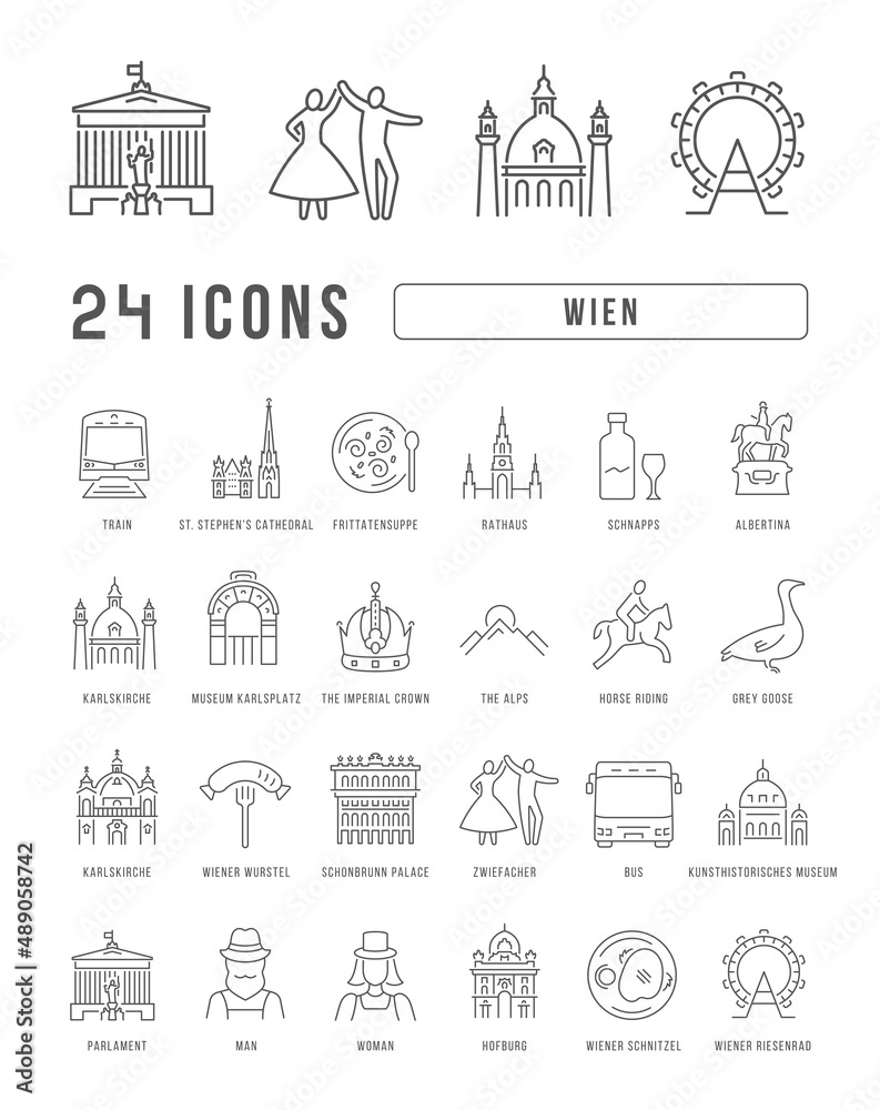 Wien. Collection of perfectly thin icons for web design, app, and the most modern projects. The kit of signs for category Countries and Cities. Wien. Collection of perfectly thin icons for web design, app, and the most modern projects. The kit of signs for category Countries and Cities.