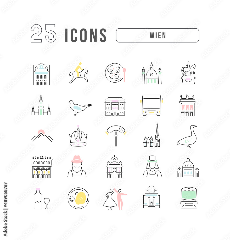 Wien. Collection of perfectly thin icons for web design, app, and the most modern projects. The kit of signs for category Countries and Cities.