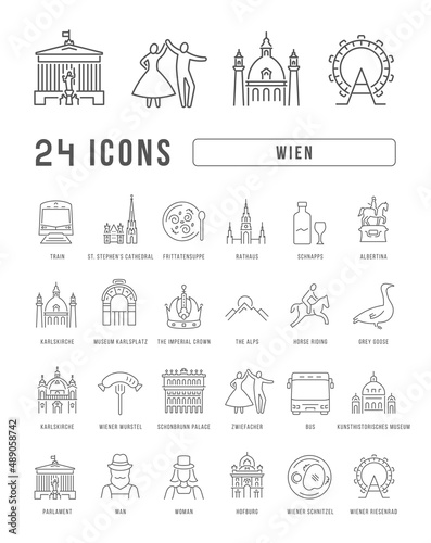 Wien. Collection of perfectly thin icons for web design, app, and the most modern projects. The kit of signs for category Countries and Cities.