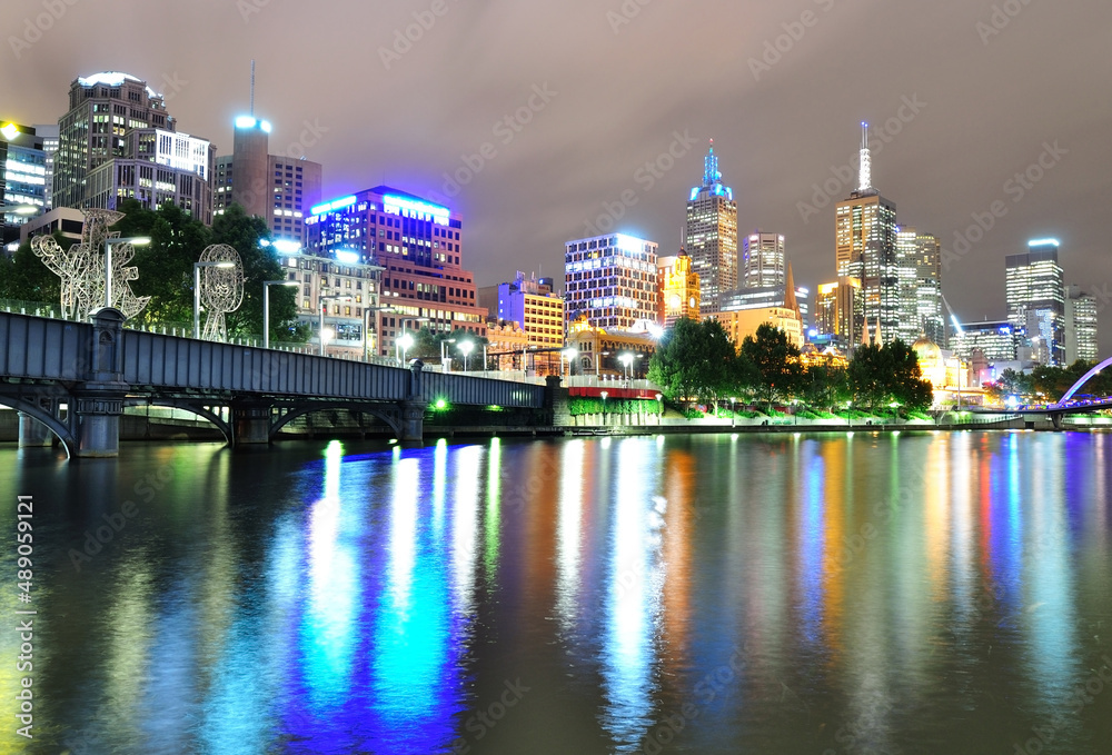 Melbourne night scene cityscape, Melbourne, Australia