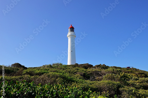 Split Point Lighthouse with blue sky  Victoria  Australia.