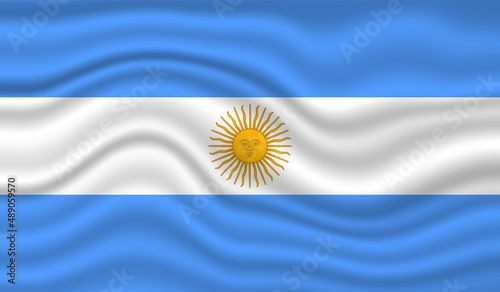 Argentina National Flag vector design. Argentina flag 3D waving background vector illustration