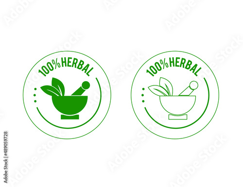 100% herbal and natural product icon vector illustration 