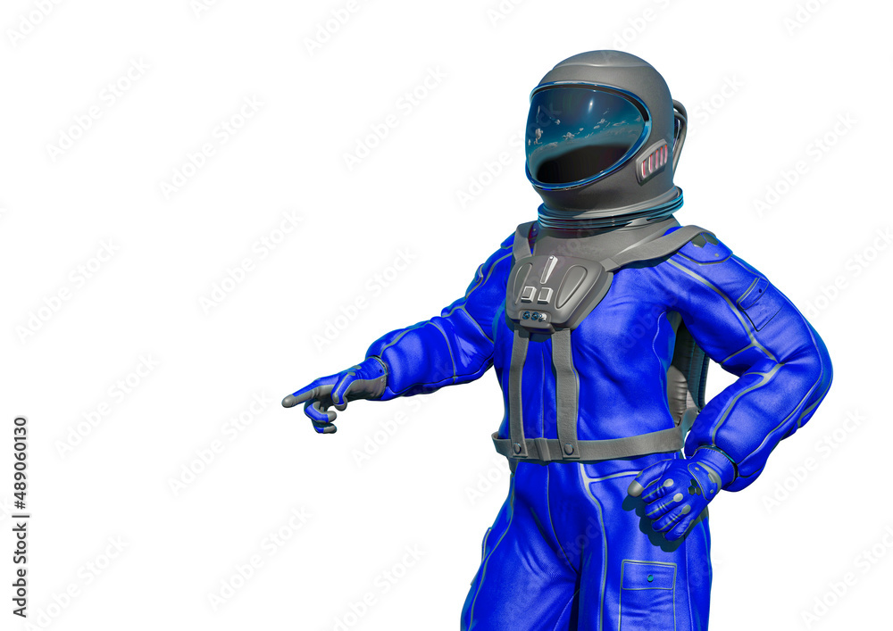 astronaut is saying over there on white background