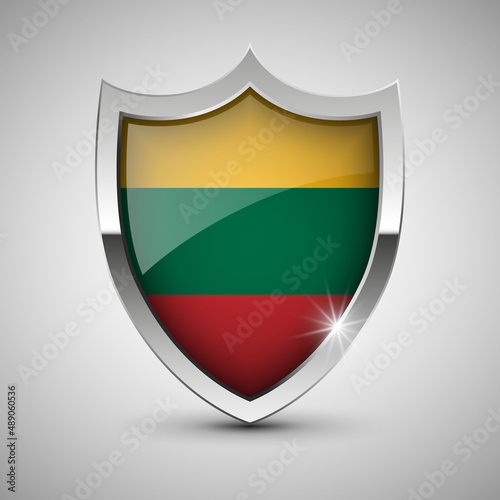 EPS10 Vector Patriotic shield with flag of Lithuania. Free Download EPS10 Vector Patriotic shield with flag of Lithuania. - GFXLoad