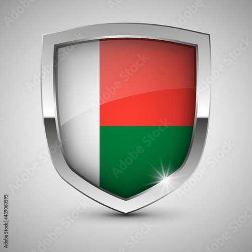 Free Download EPS10 Vector Patriotic shield with flag of Madagascar. - GFXLoad