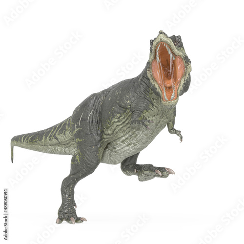 tyrannosaurus rex is angry and walking in white background