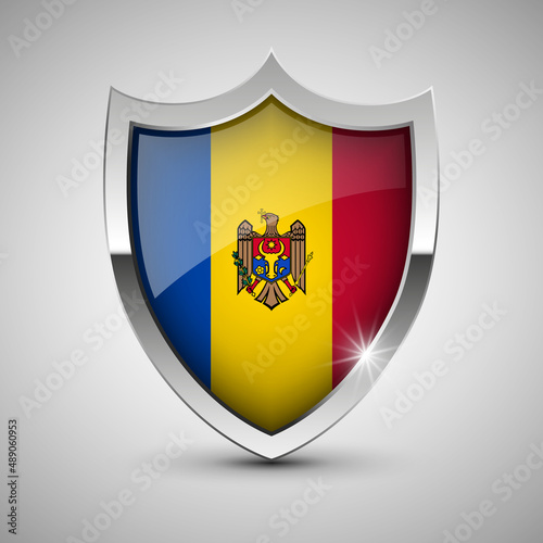 EPS10 Vector Patriotic shield with flag of Moldova. Free Download EPS10 Vector Patriotic shield with flag of Moldova. - GFXLoad