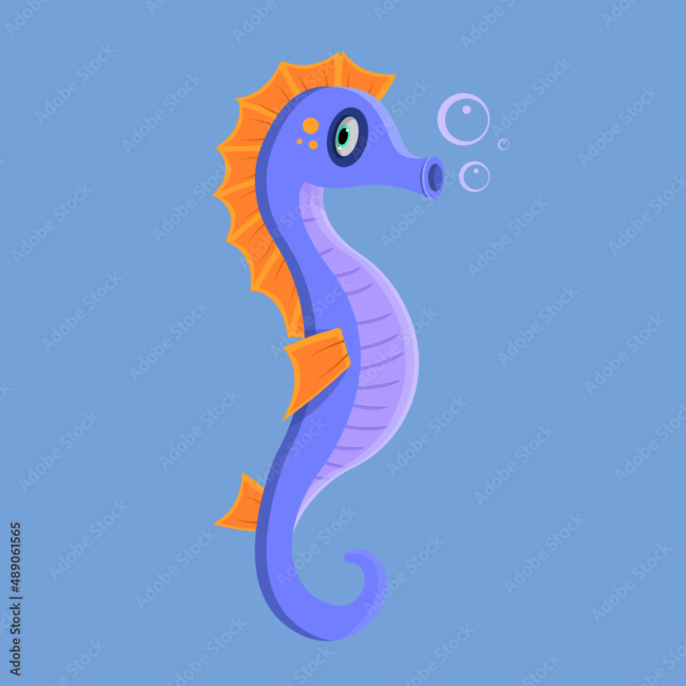 Fototapeta premium illustration of a cartoon seahorse