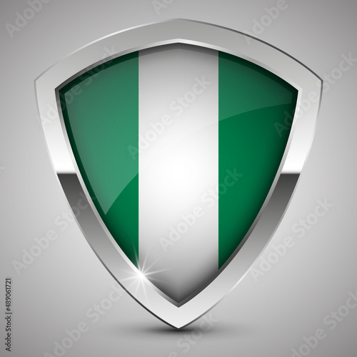 Free Download EPS10 Vector Patriotic shield with flag of Nigeria. - GFXLoad