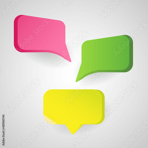3D Speak bubble text, talk chatting box, thinking sign symbol, message box outline cartoon, Speech bubble icon
