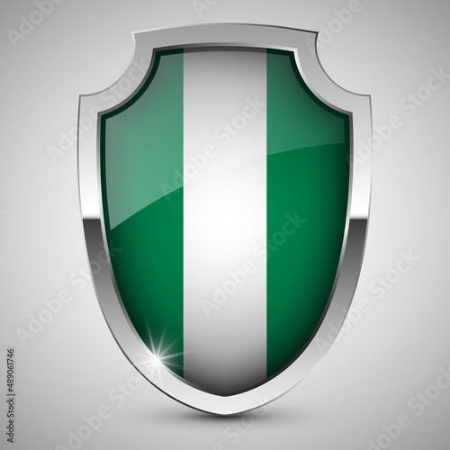 Free Download EPS10 Vector Patriotic shield with flag of Nigeria. - GFXLoad