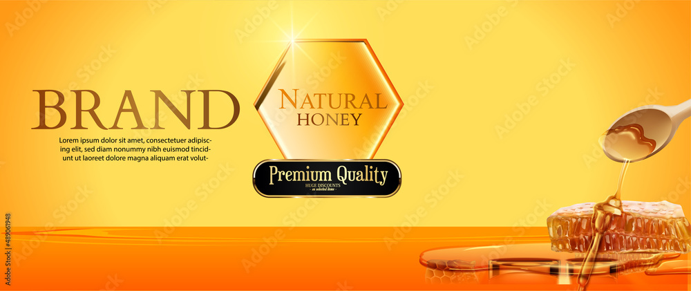 nature bee honey banner stamp that can be printed as brand labels for promotions,cosmetic,food and packaging