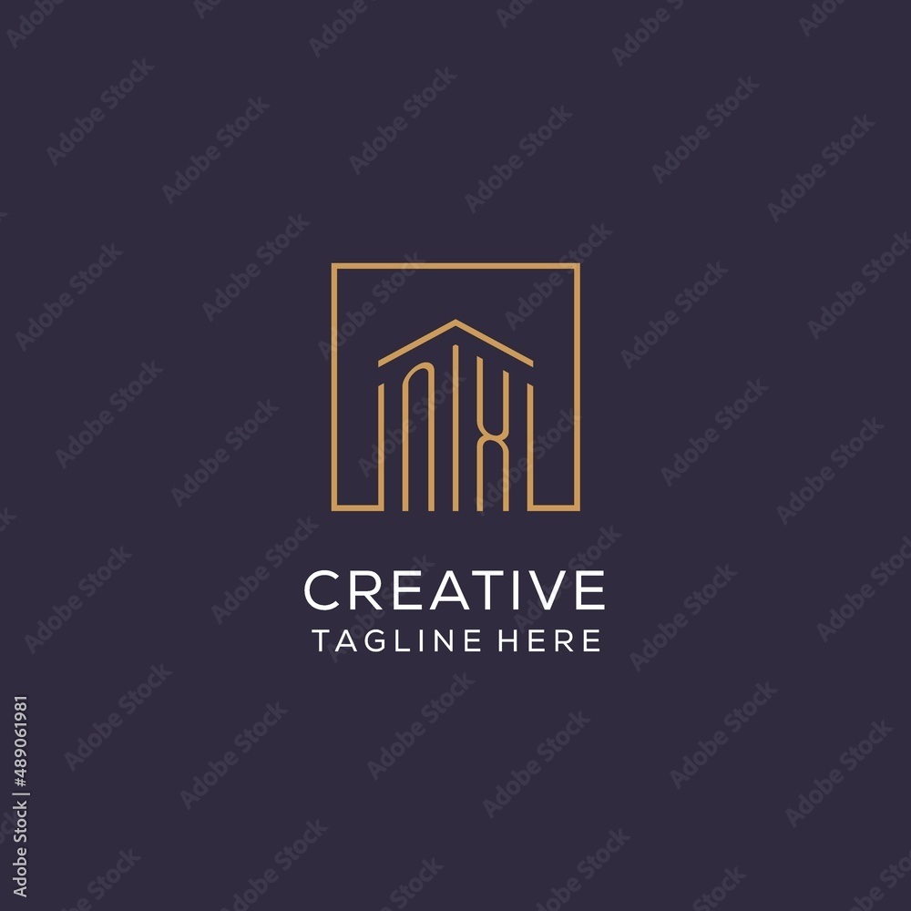 Initial NX logo with square lines, luxury and elegant real estate logo ...
