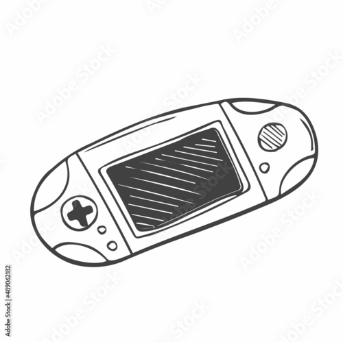 Doodle gameboy console. Joystick for game. Video games concept