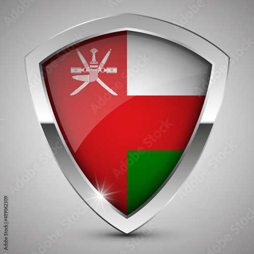 EPS10 Vector Patriotic shield with flag of Oman. Free Download EPS10 Vector Patriotic shield with flag of Oman. - GFXLoad