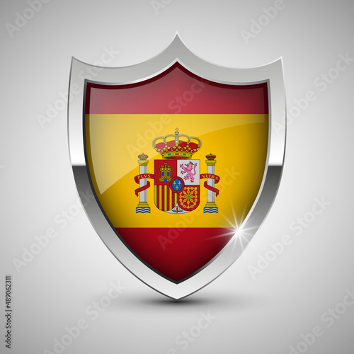 EPS10 Vector Patriotic shield with flag of Spain.