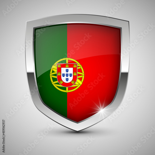 Free Download EPS10 Vector Patriotic shield with flag of Portugal. - GFXLoad