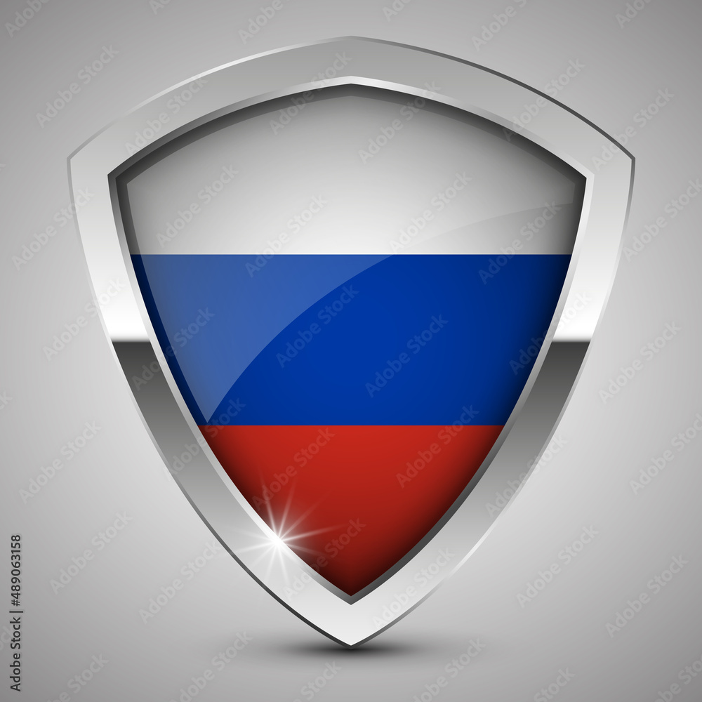 EPS10 Vector Patriotic shield with flag of Russia.