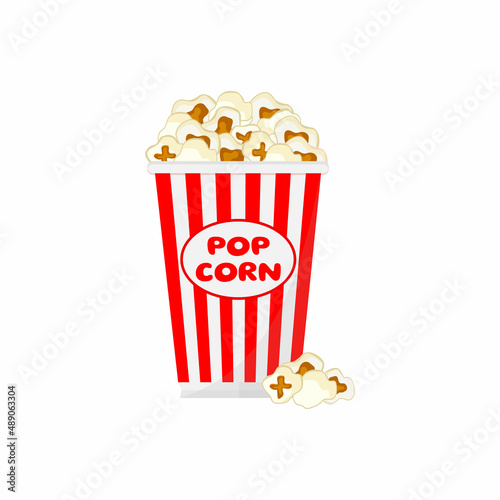 Hot, buttered, theater popcorn in a to go container. Shot on white background