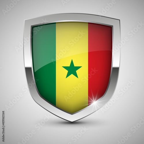 EPS10 Vector Patriotic shield with flag of Senegal. Free Download EPS10 Vector Patriotic shield with flag of Senegal. - GFXLoad