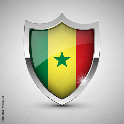 EPS10 Vector Patriotic shield with flag of Senegal. Free Download EPS10 Vector Patriotic shield with flag of Senegal. - GFXLoad