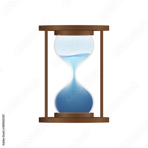 Hourglass with water. Countdown. Saving water. Vector stock illustration.