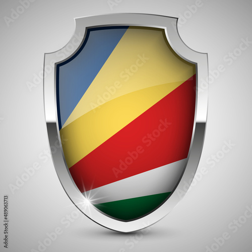 EPS10 Vector Patriotic shield with flag of Seychelles. Free Download EPS10 Vector Patriotic shield with flag of Seychelles. - GFXLoad