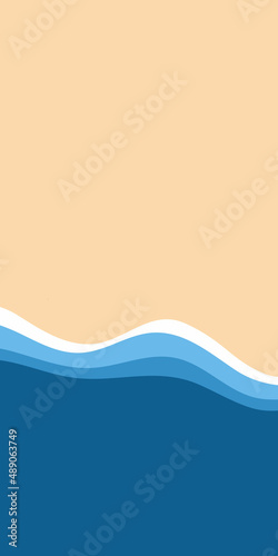 Abstract background of blue sea and summer beach for banner, invitation, poster or website design. Vector illustration in a flat style.