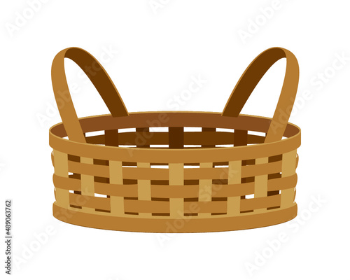 Empty wicker basket, isolated on white background