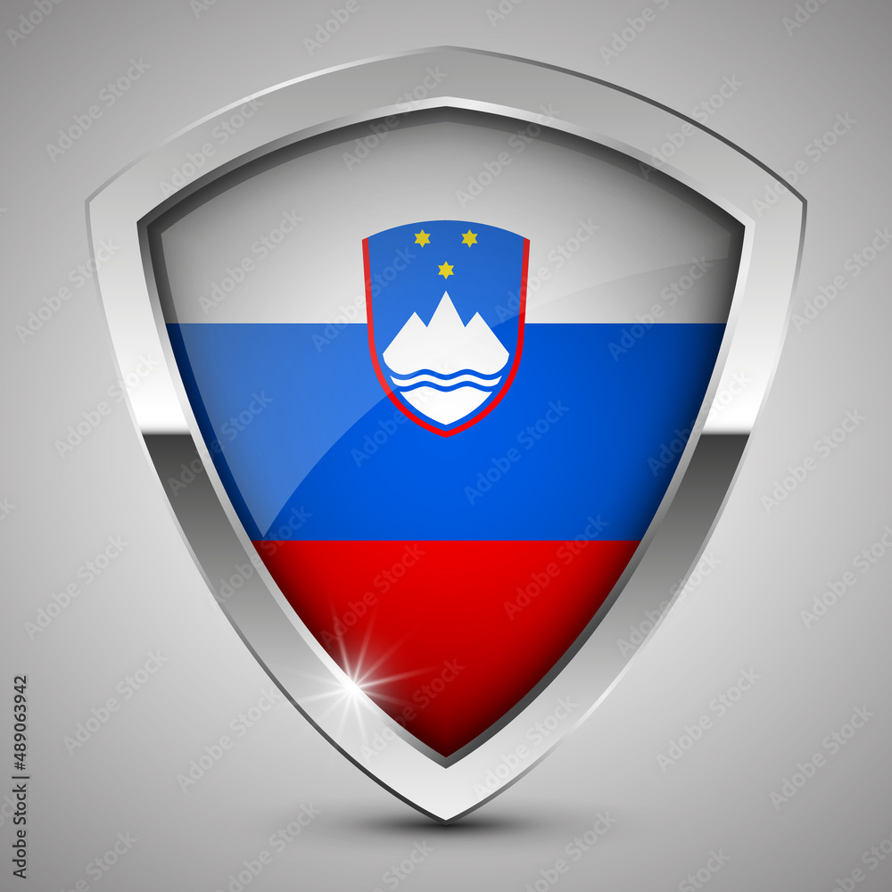 EPS10 Vector Patriotic shield with flag of Slovenia. EPS10 Vector Patriotic shield with flag of Slovenia.