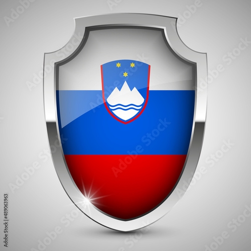 Free Download EPS10 Vector Patriotic shield with flag of Slovenia. - GFXLoad