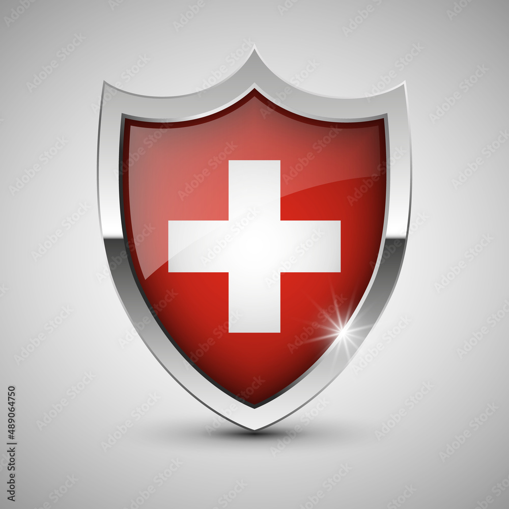 EPS10 Vector Patriotic shield with flag of Switzerland. EPS10 Vector Patriotic shield with flag of Switzerland.