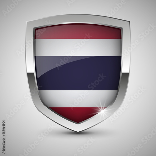 EPS10 Vector Patriotic shield with flag of Thailand.