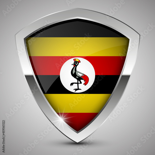 EPS10 Vector Patriotic shield with flag of Uganda. Free Download EPS10 Vector Patriotic shield with flag of Uganda. - GFXLoad