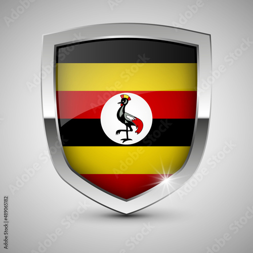 Free Download EPS10 Vector Patriotic shield with flag of Uganda. - GFXLoad