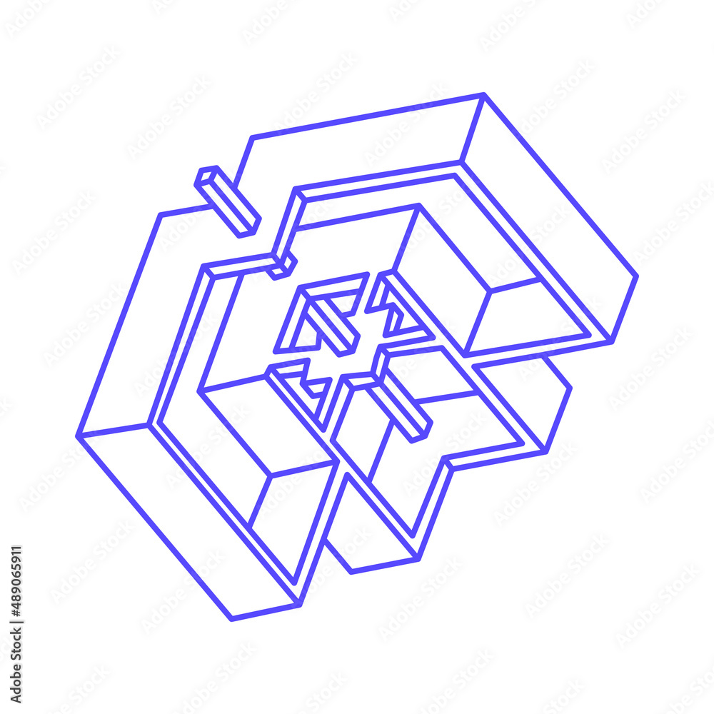 Illusion shapes. 3d geometry objects. Logo. Optical illusion figure. Sacred geometry. Optical art.