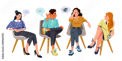A group therapy session with different people having a heart-to-heart conversation