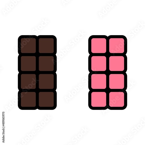 Chocolate strawberry sweet candy square bar icon. Vector illustration. Valentine's Day Chocolate.