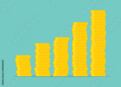 growing stack of coins - vector illustration