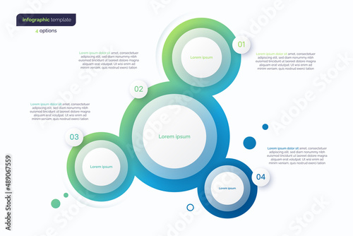 Abstract vector gradient minimalistic infographic template composed of 4 circles