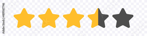 Rating five stars. Vector gold stars to indicate the rating of products or films.
