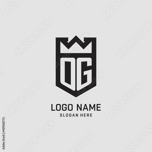 Initial OG logo shield shape, creative esport logo design photo