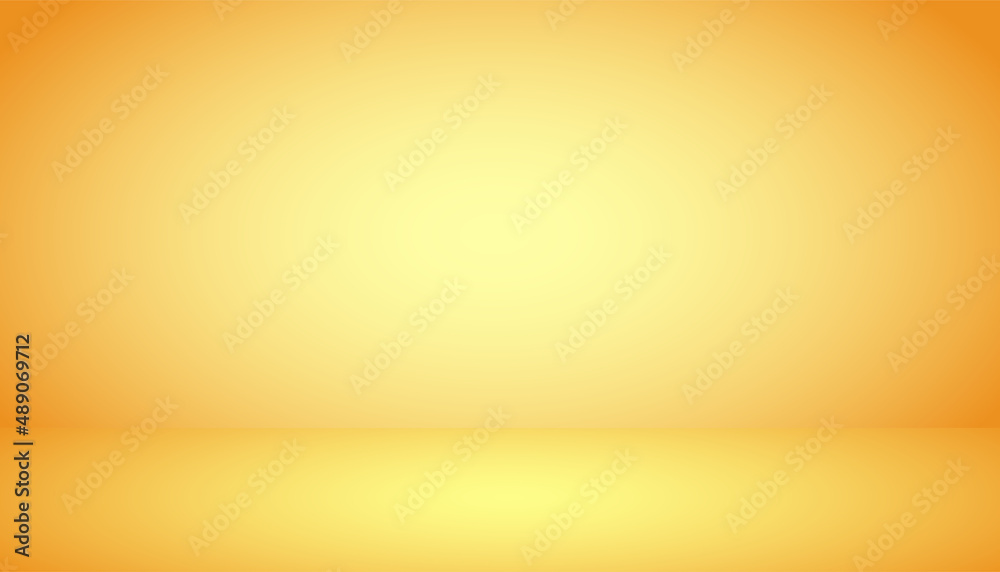 Abstract background. The studio space is empty. With a smooth and soft yellow color