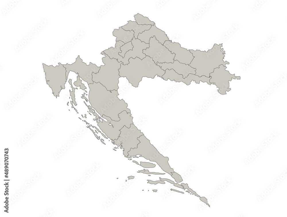 Croatia map, individual regions, blank
