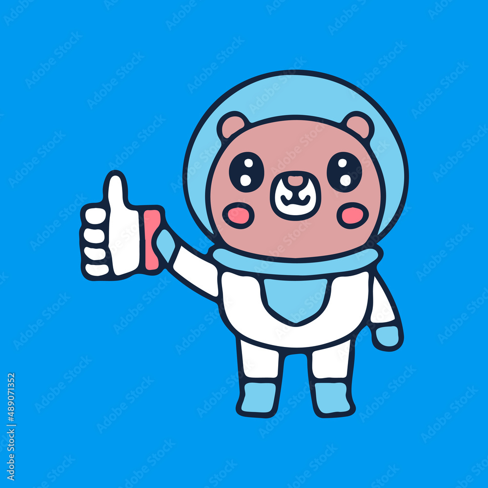 Kawaii bear astronaut holding like button, illustration for t-shirt, sticker, or apparel merchandise. With retro cartoon style. Kawaii bear astronaut holding like button, illustration for t-shirt, sticker, or apparel merchandise. With retro cartoon style.